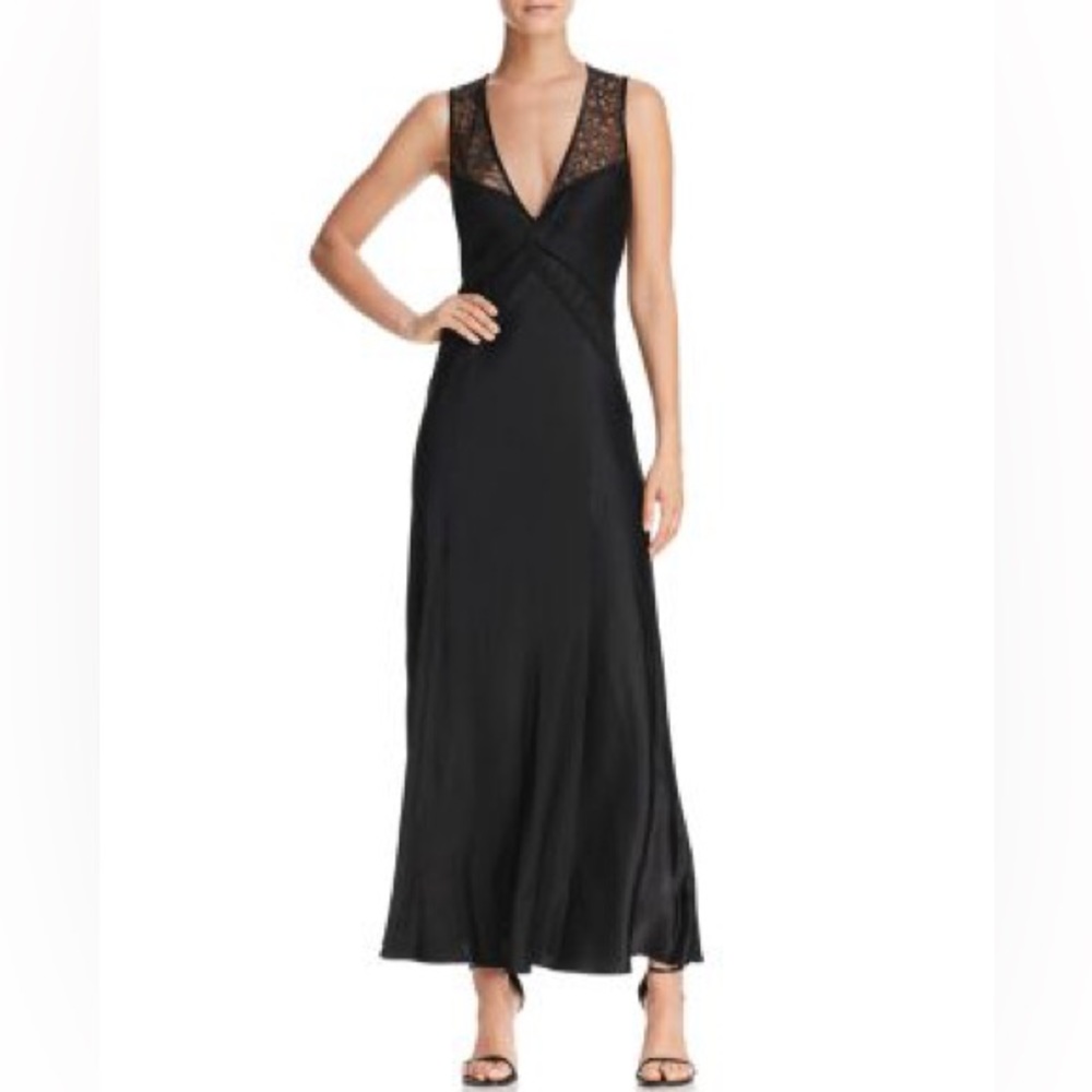 New donna karan black lace maxi dress